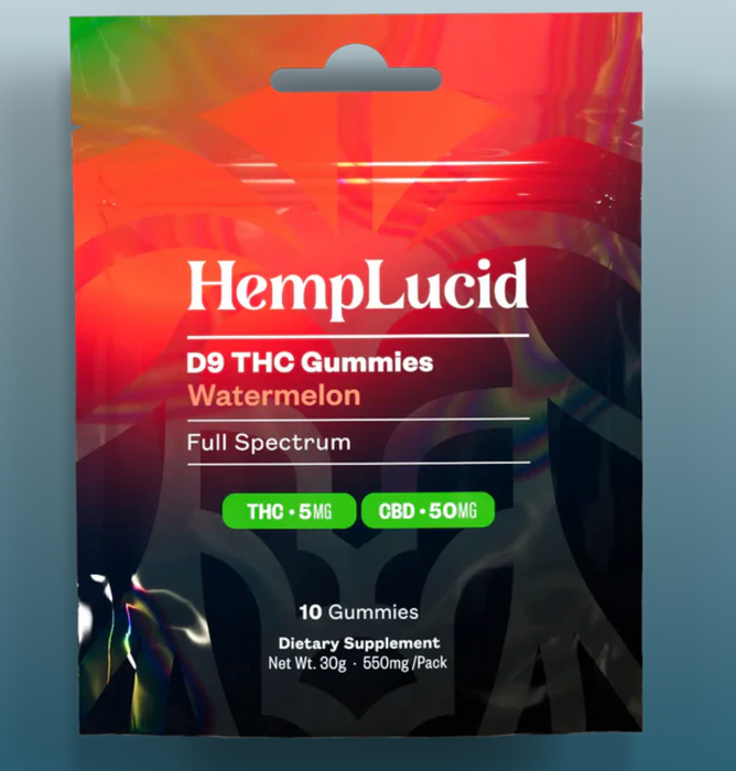 Hemp Lucid Delta 9 THC 5mg + CBD 50mg Gummies 10 pack