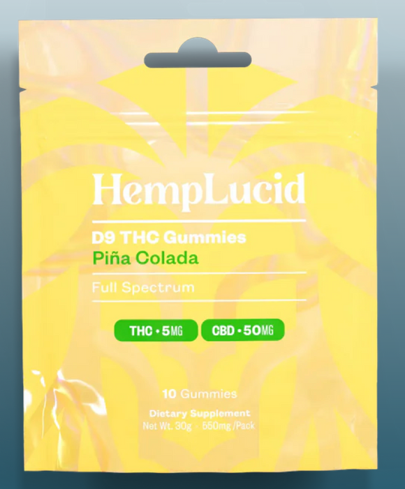 Hemp Lucid Delta 9 THC 5mg + CBD 50mg Gummies 10 pack